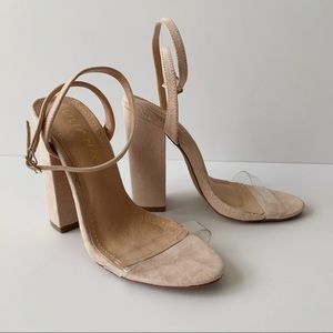 Nude Strappy Chunky Heel